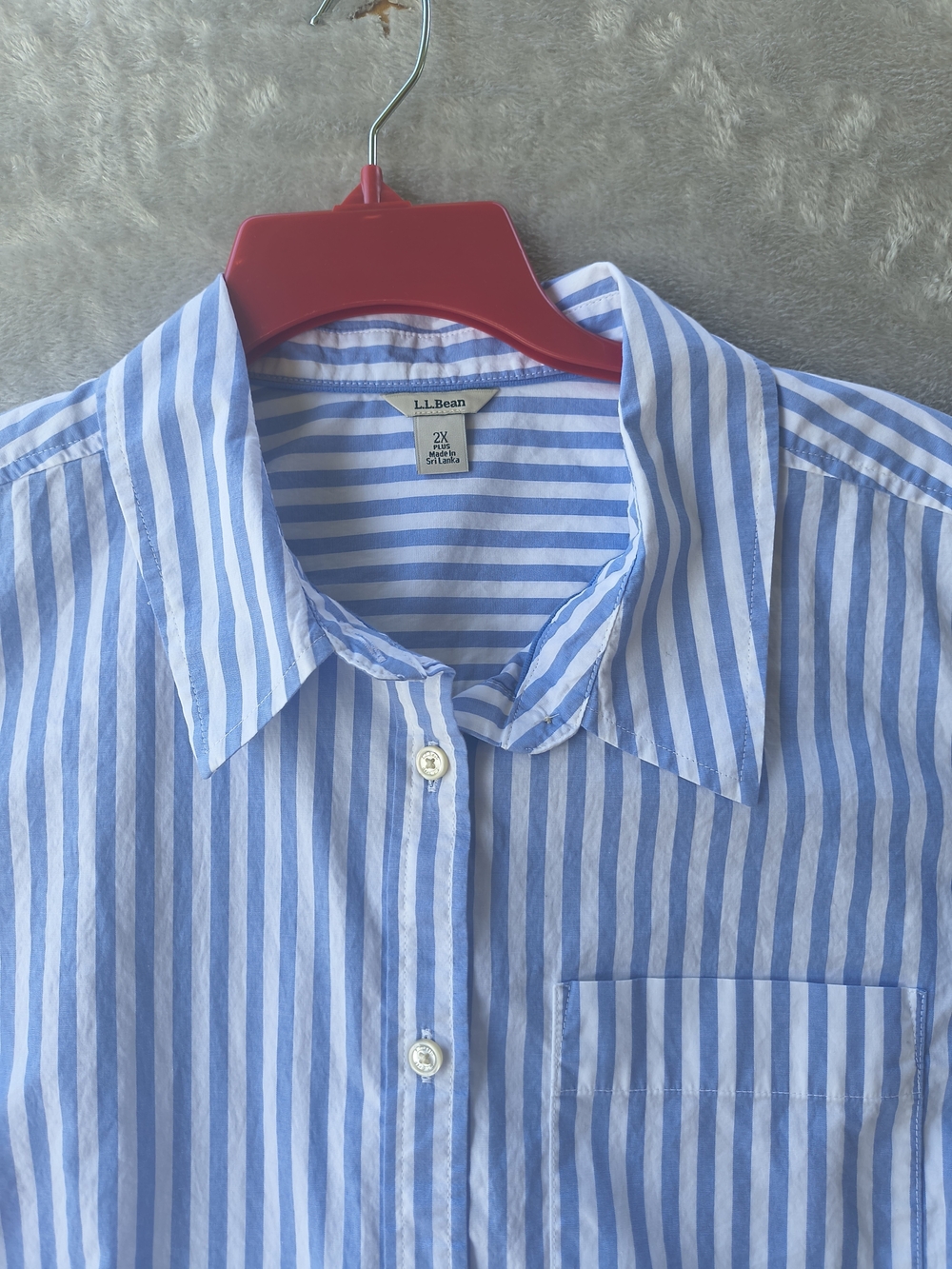 L.L. Bean Womens Blue and White Striped Button-Up Shirt